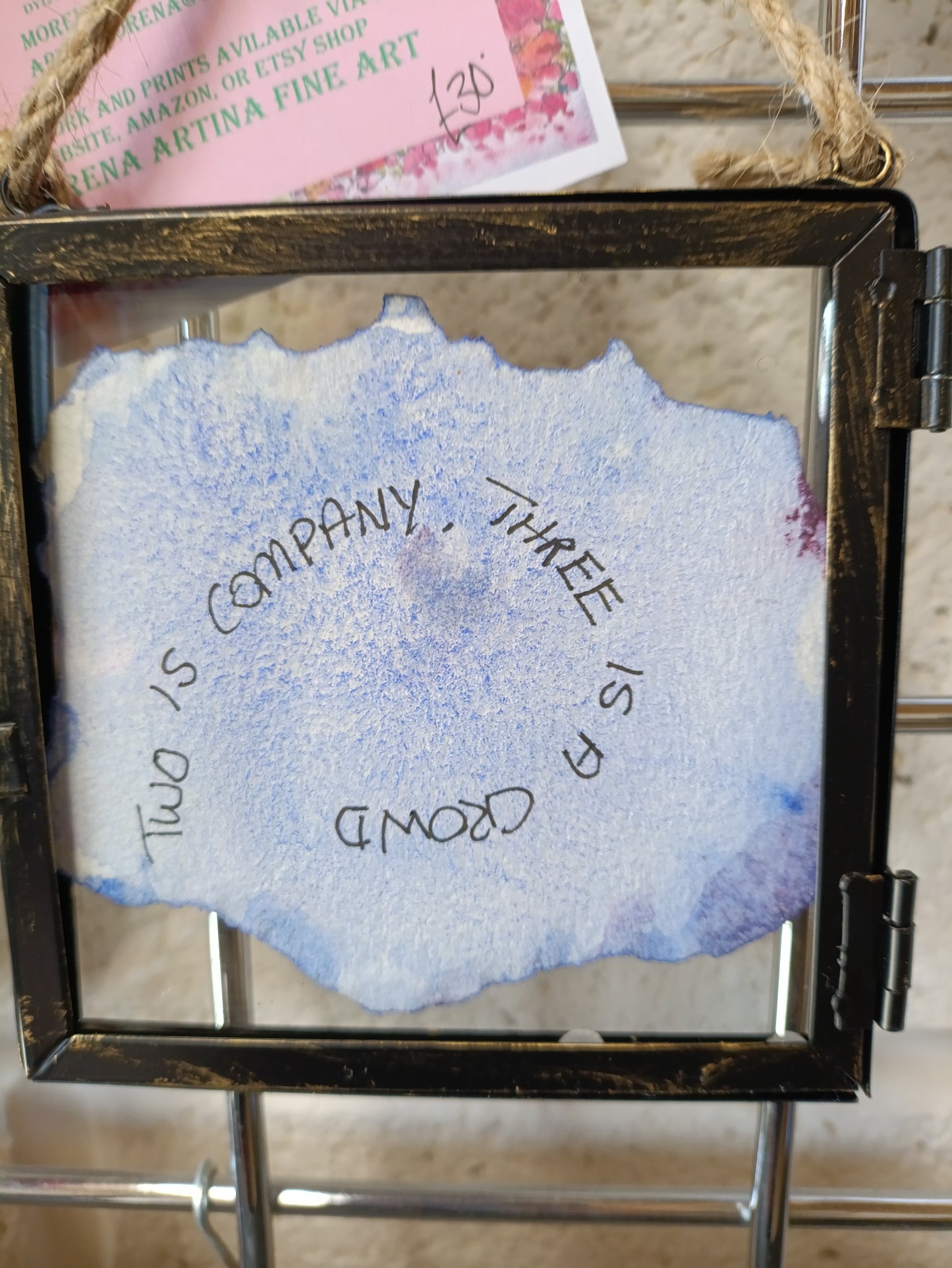 Hanging Frame Original Watercolour Two's Company