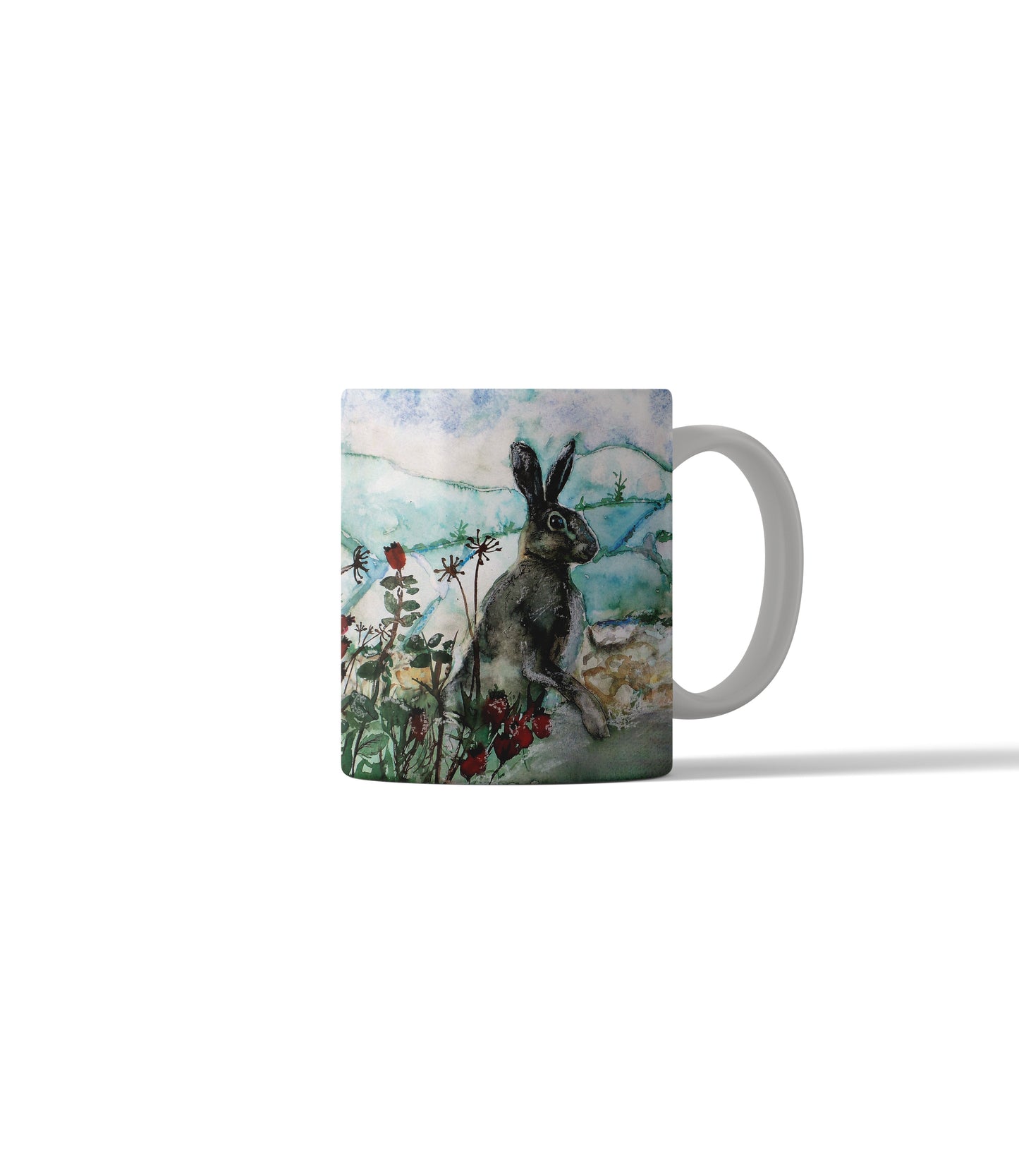 Festive Hare and Berries Christmas mug