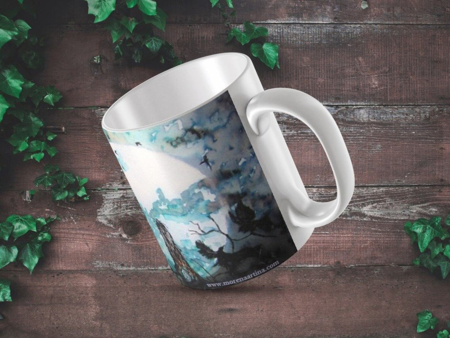 Moongazing Hare and Crows Mug