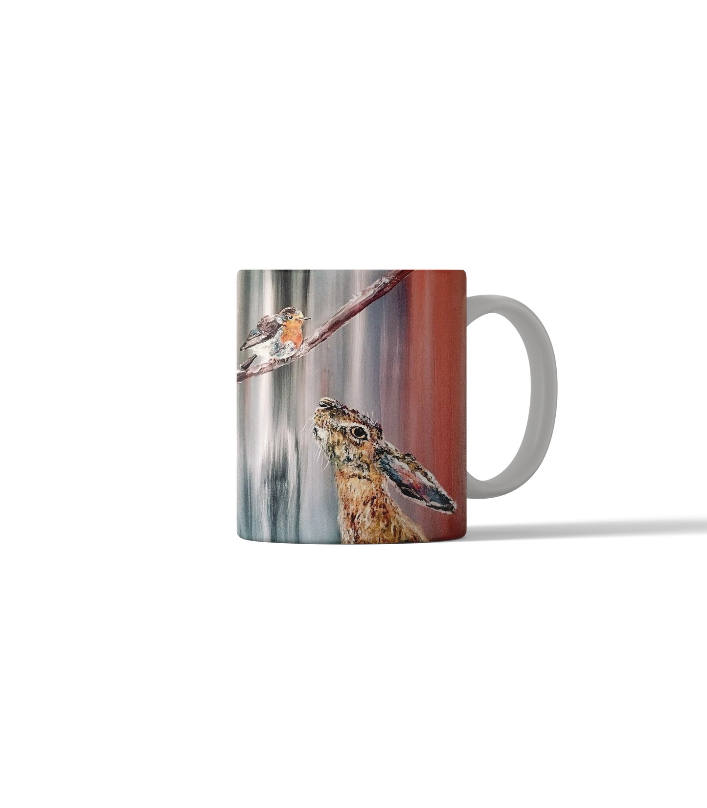 Festive Robin and Hare Christmas mug
