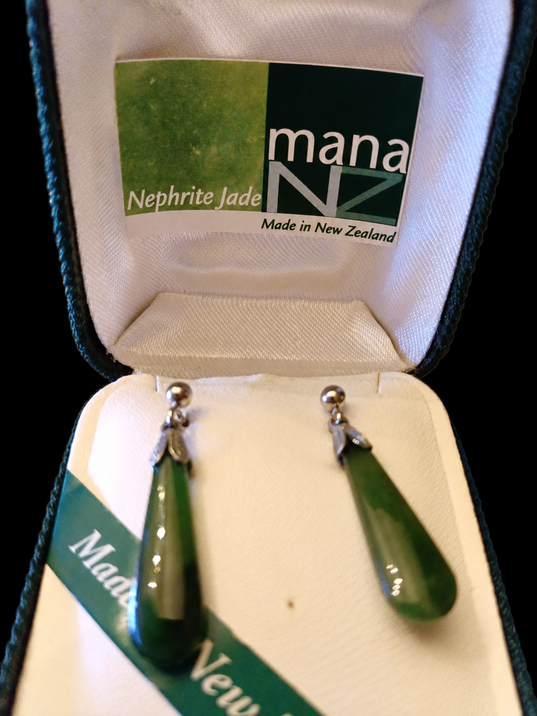 Vintage New Zealand Nephrite Jade Earrings — view 3