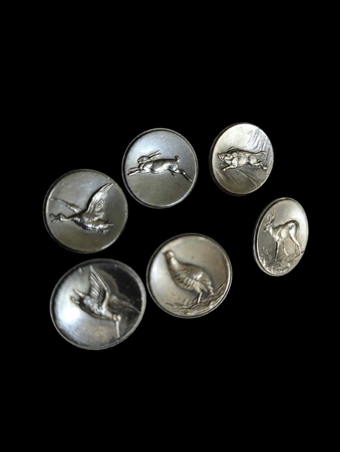 Set of Six 900 Silver Wildlife Buttons — view 3