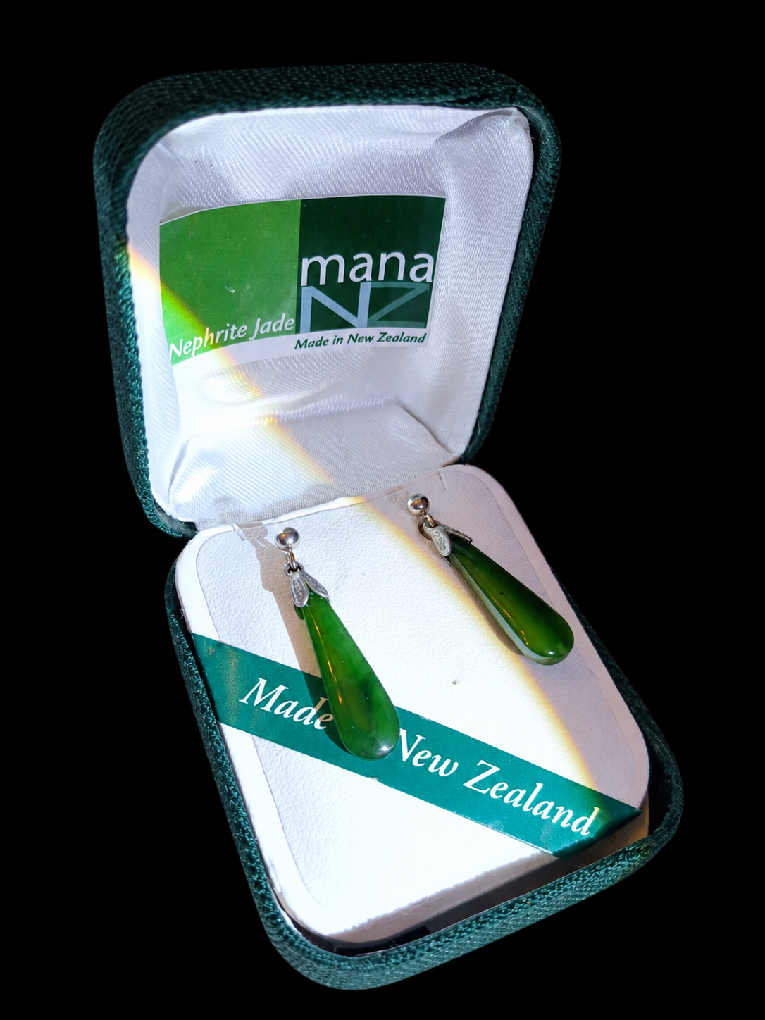 Vintage New Zealand Nephrite Jade Earrings — view 2