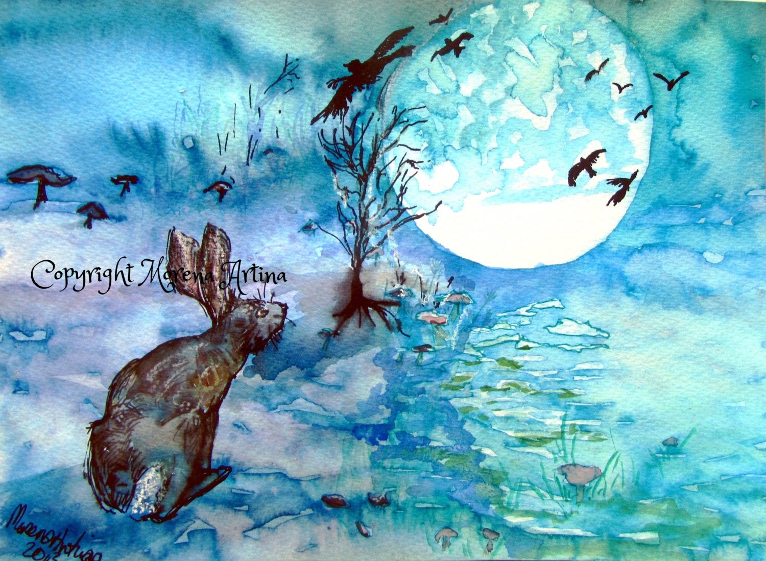 Moon Gazing Hare — Print