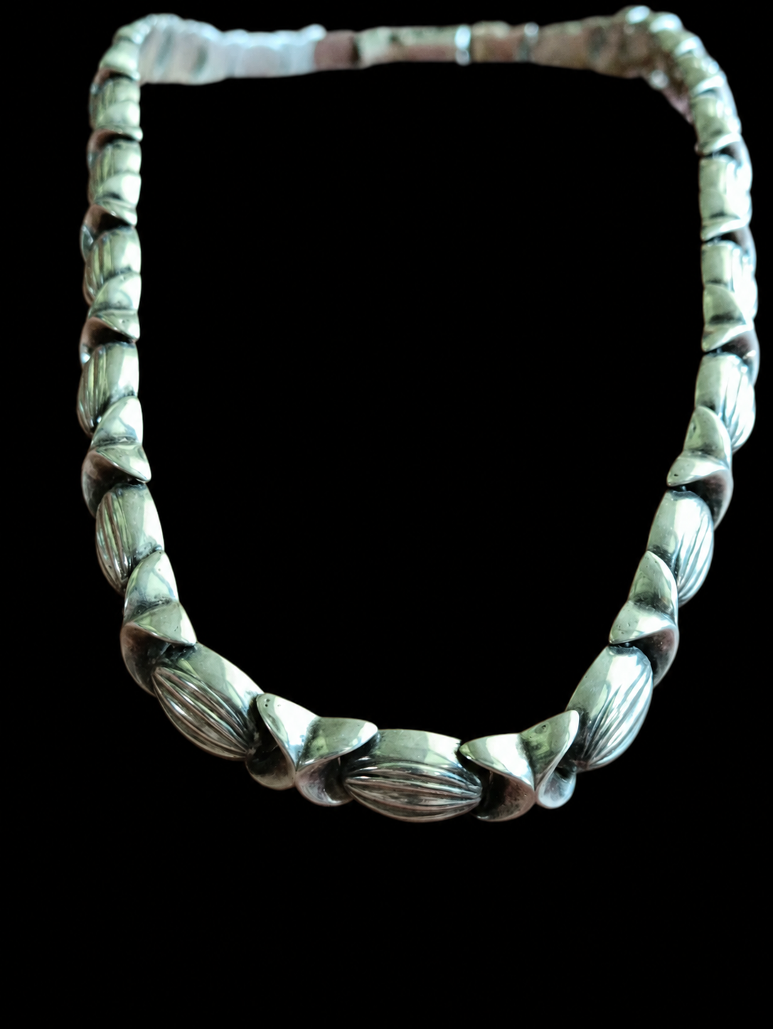 Vintage Italian Sterling Silver Modernist Necklace — view 4