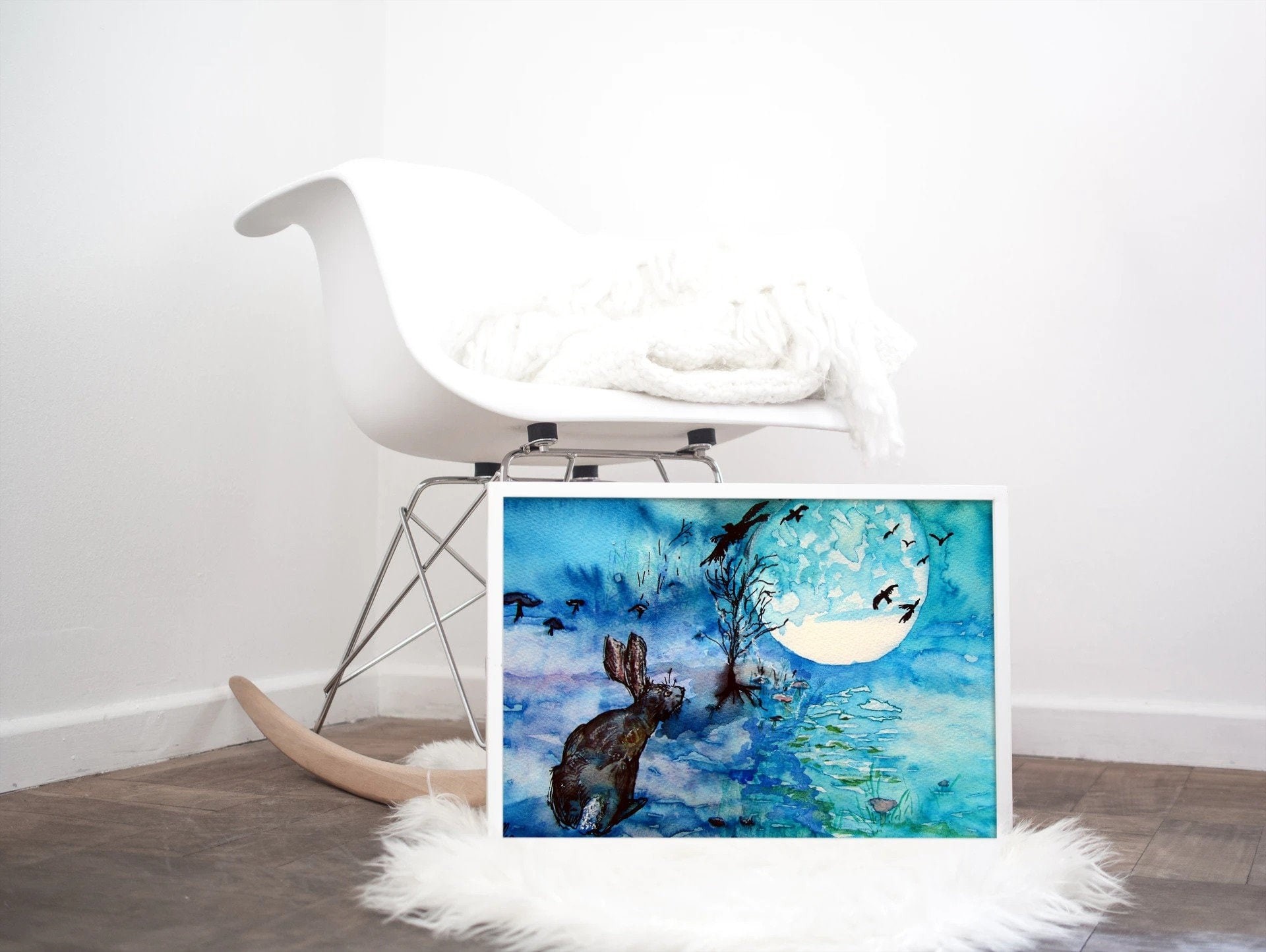 Moon Gazing Hare and Oak Tree — Print