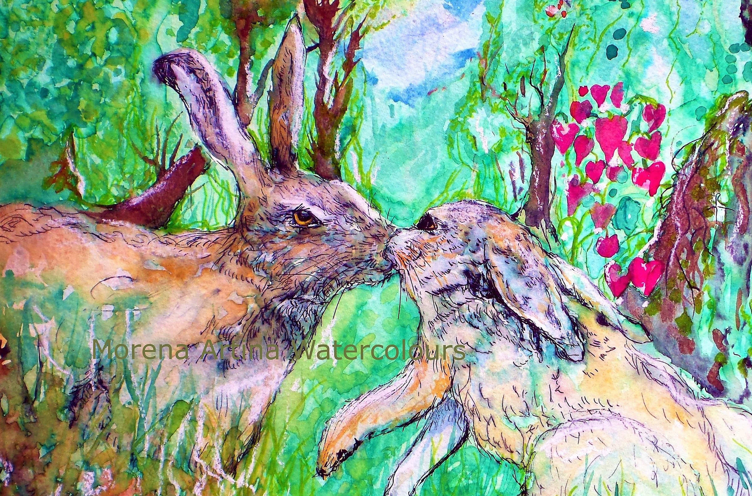 Kissing Hares — Print