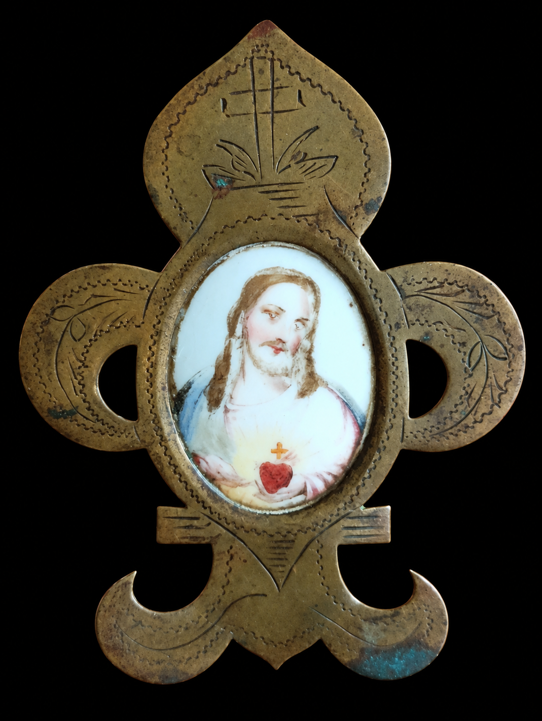 French Sacred Heart Porcelain Devotional Plaque, c.1880 — view 9