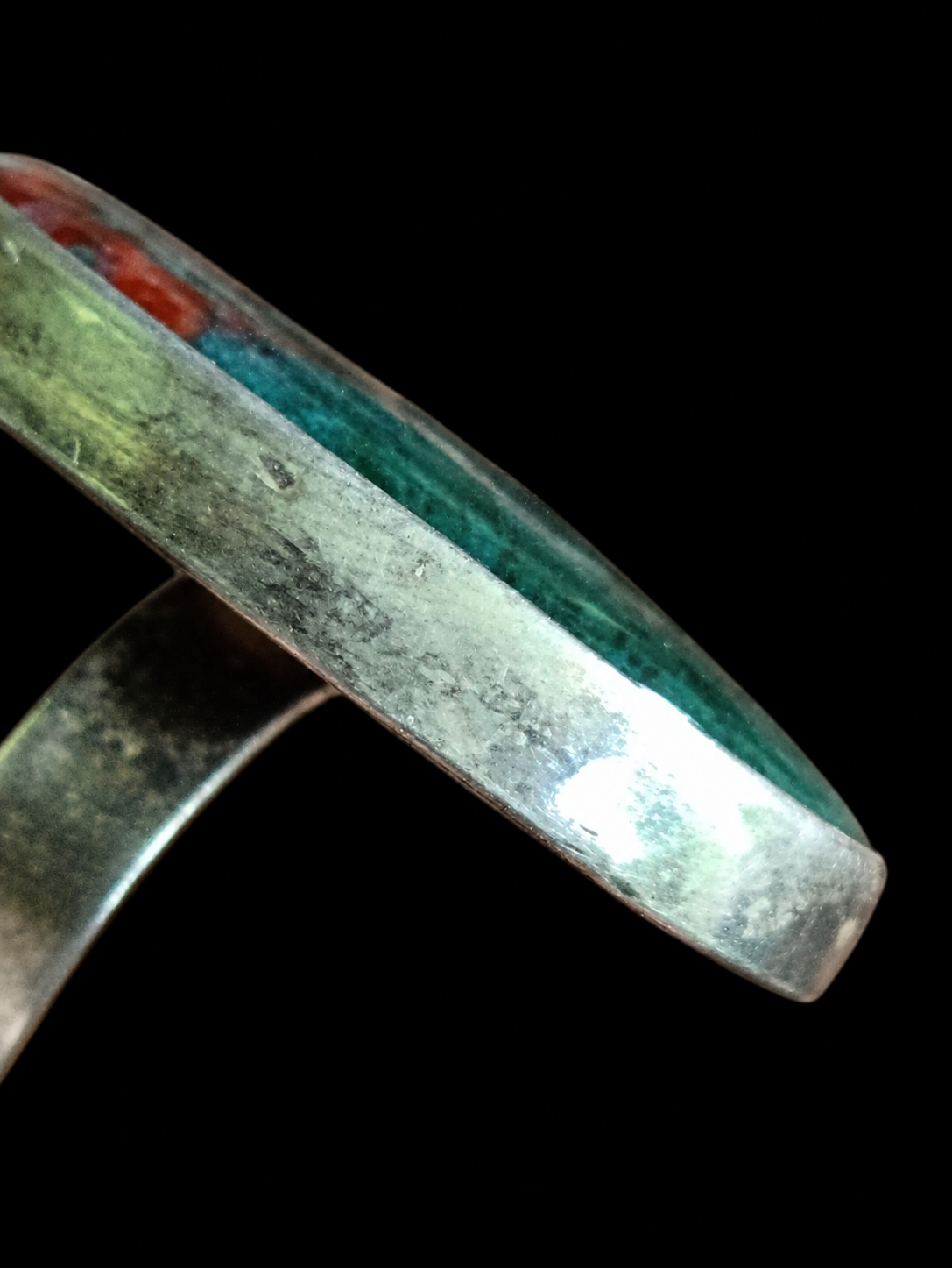 Hallmarked Bloodstone Statement Ring — Size Q — view 14