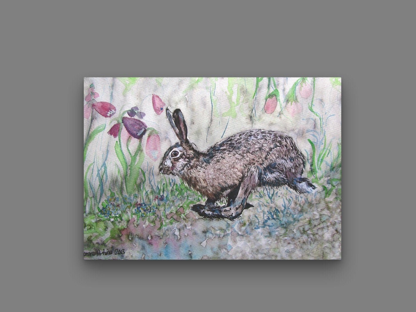 Hare Skipping through Foxgloves — Print