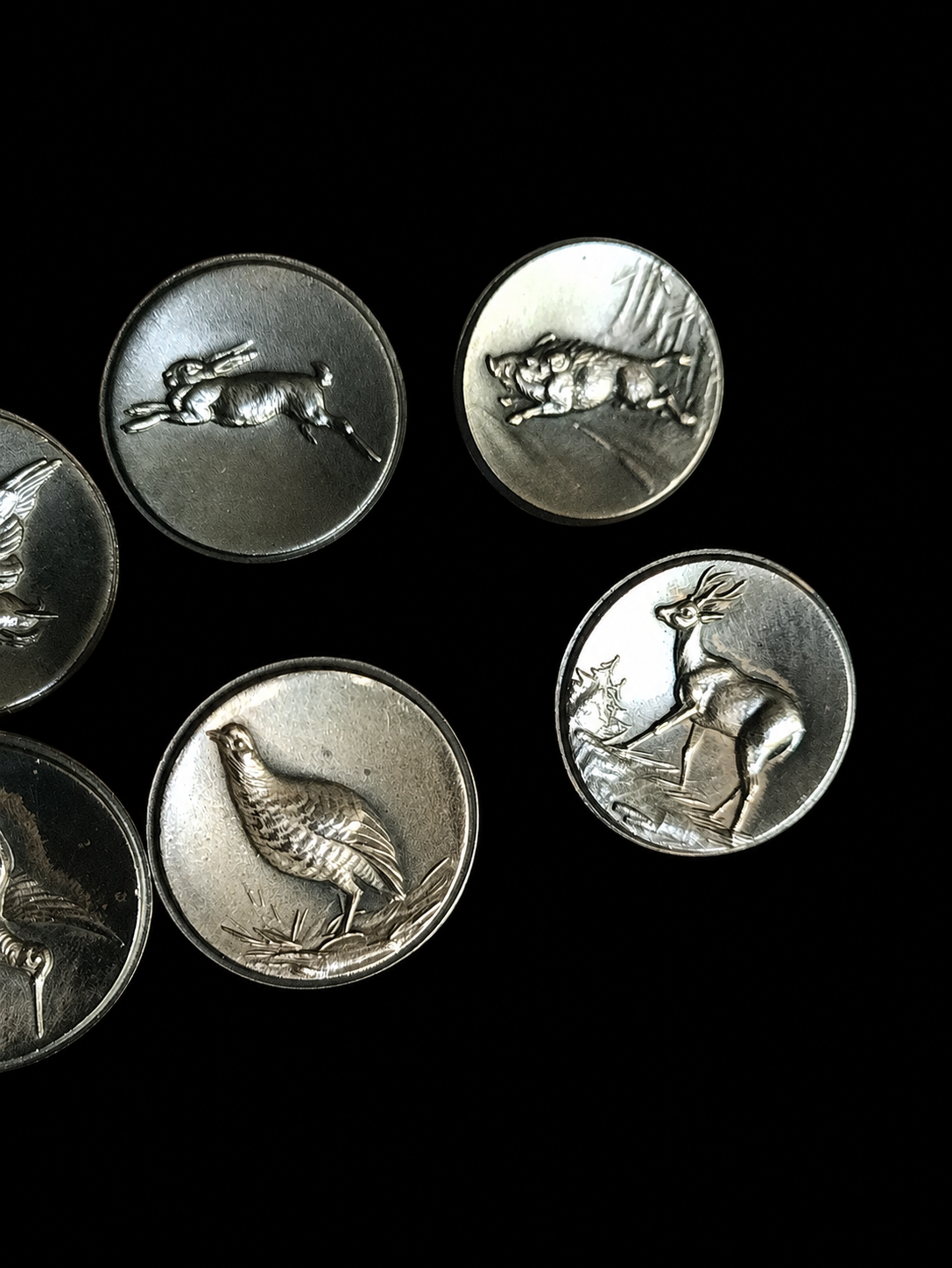 Set of Six 900 Silver Wildlife Buttons — view 5