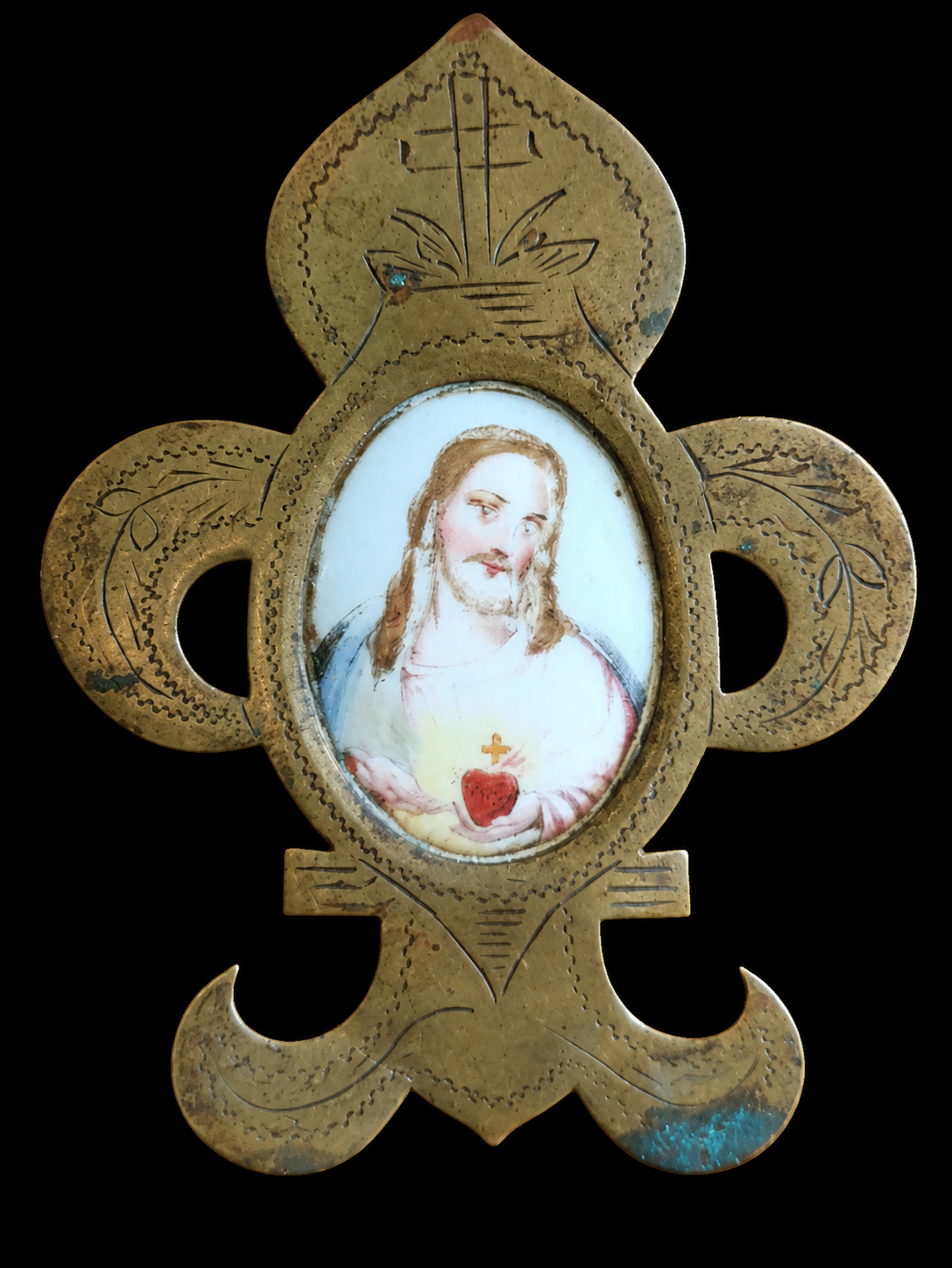 French Sacred Heart Porcelain Devotional Plaque, c.1880 — view 6