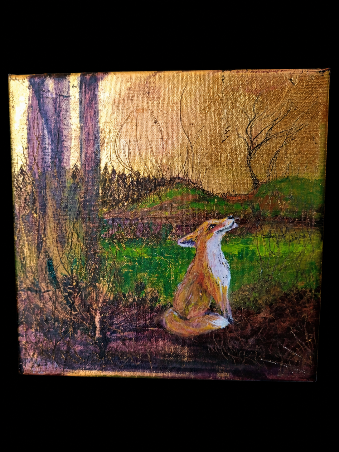 Woodland Fox — Original Acrylic Painting — view 2