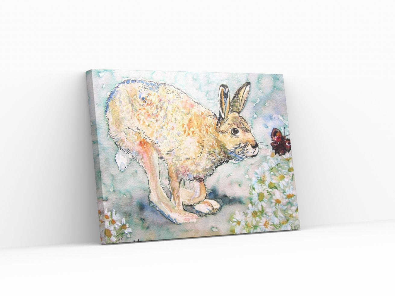 Hare Daisies and Butterfly — Print