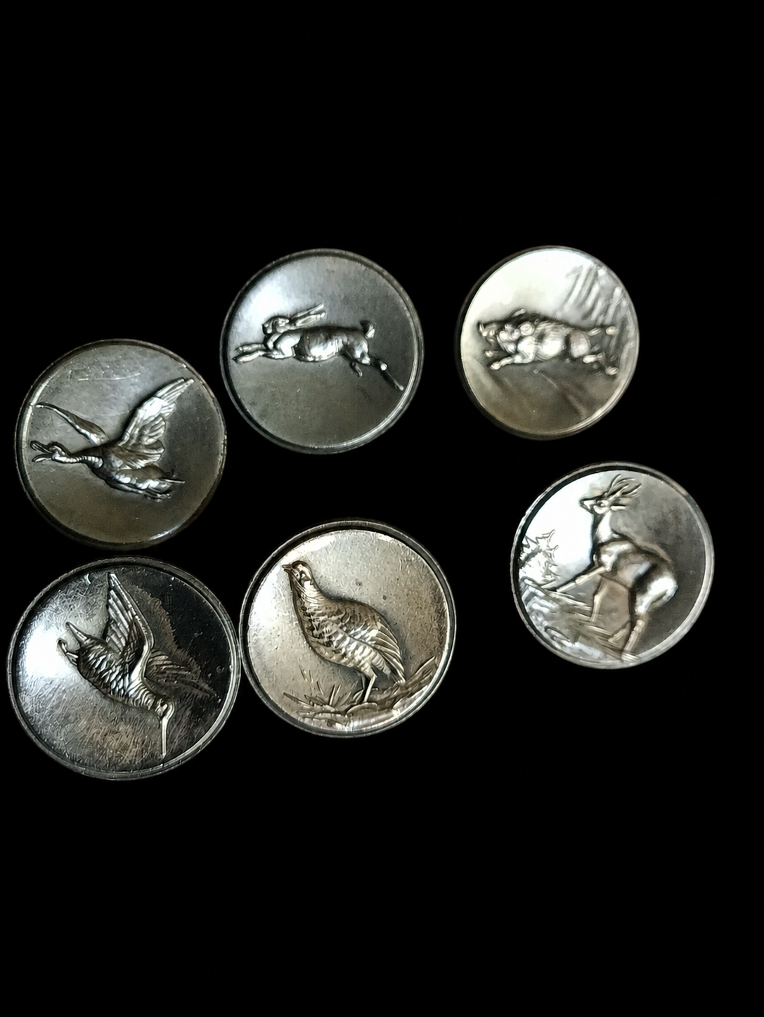 Set of Six 900 Silver Wildlife Buttons — view 2