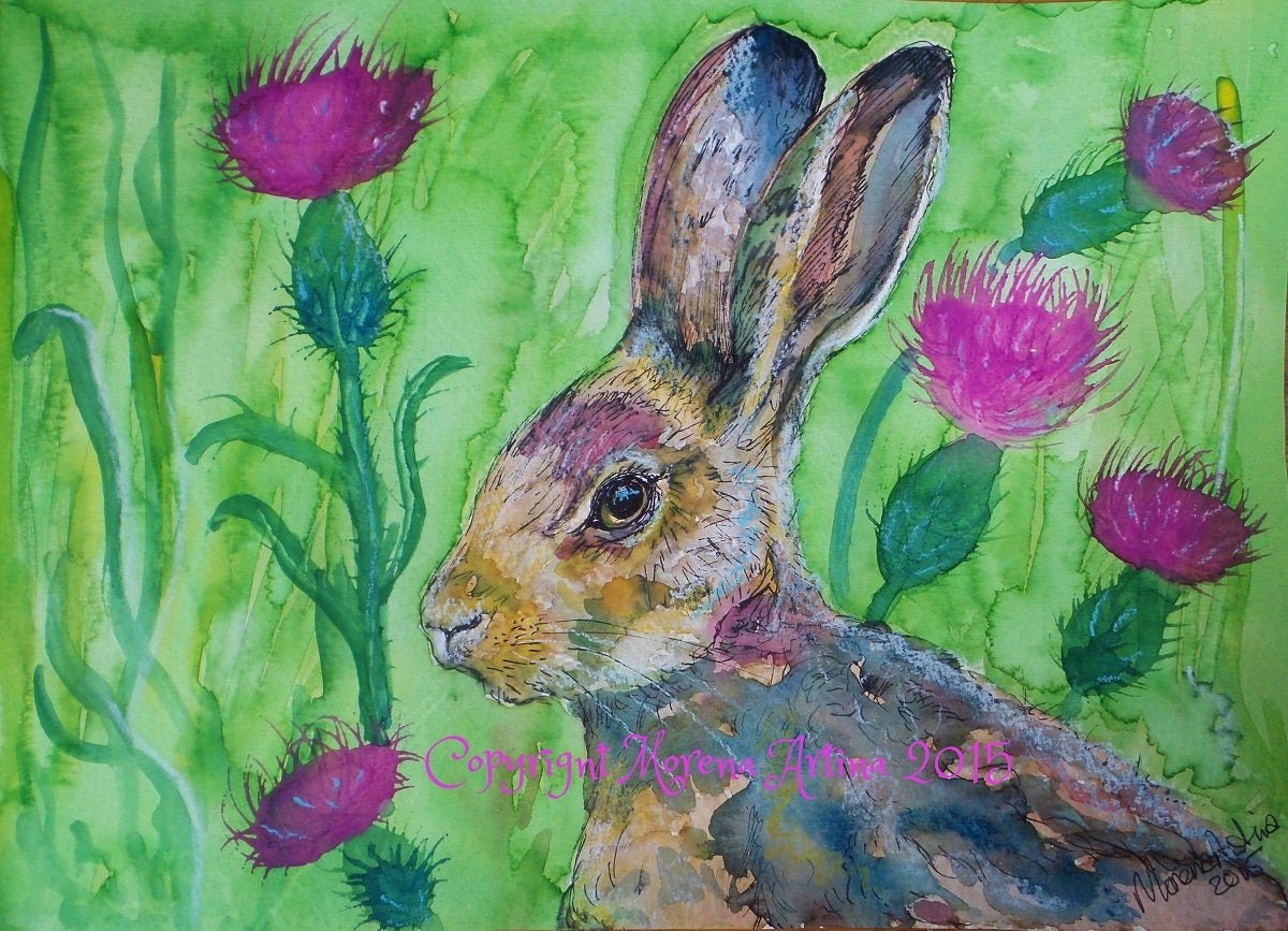 Hare and Thistles — Print
