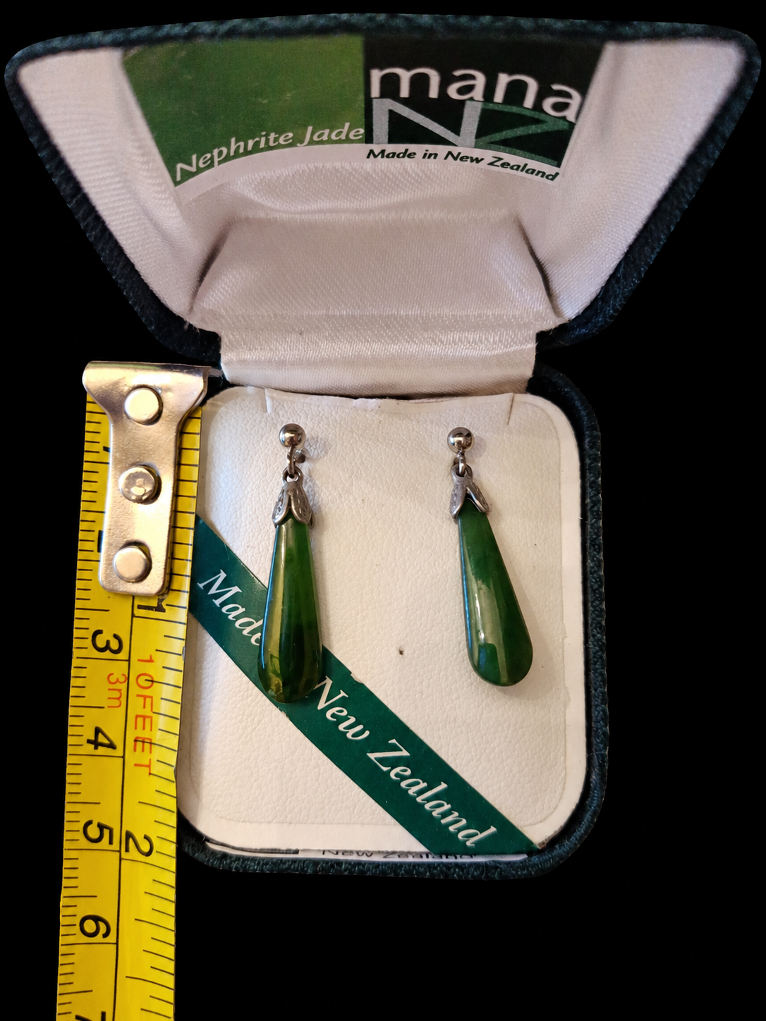 Vintage New Zealand Nephrite Jade Earrings — view 7