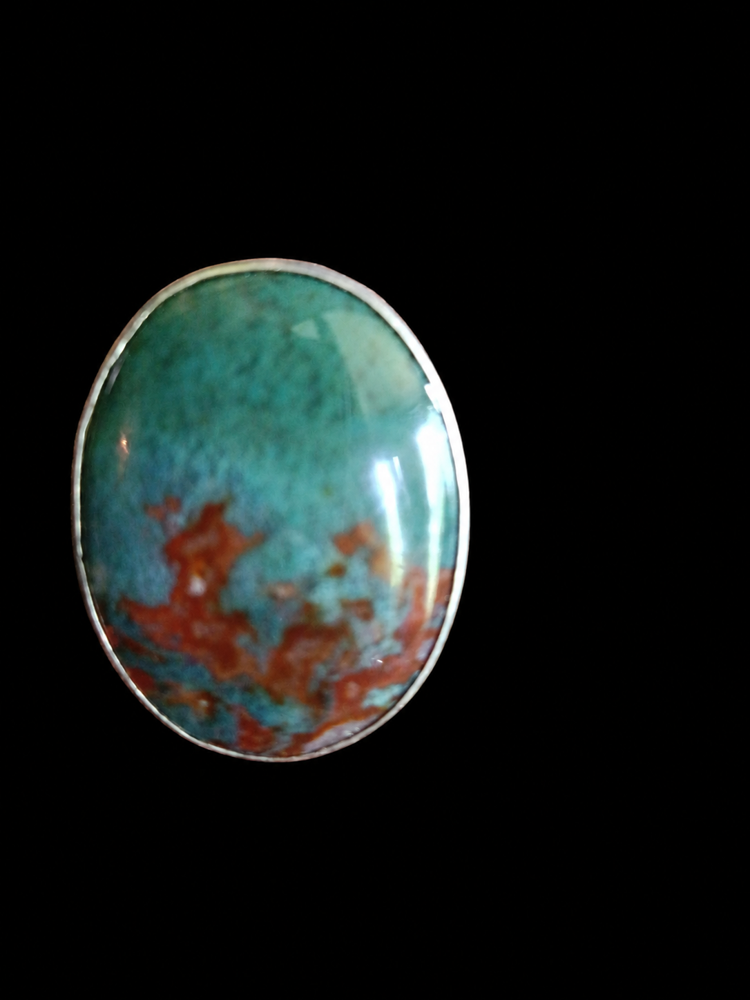 Hallmarked Bloodstone Statement Ring — Size Q