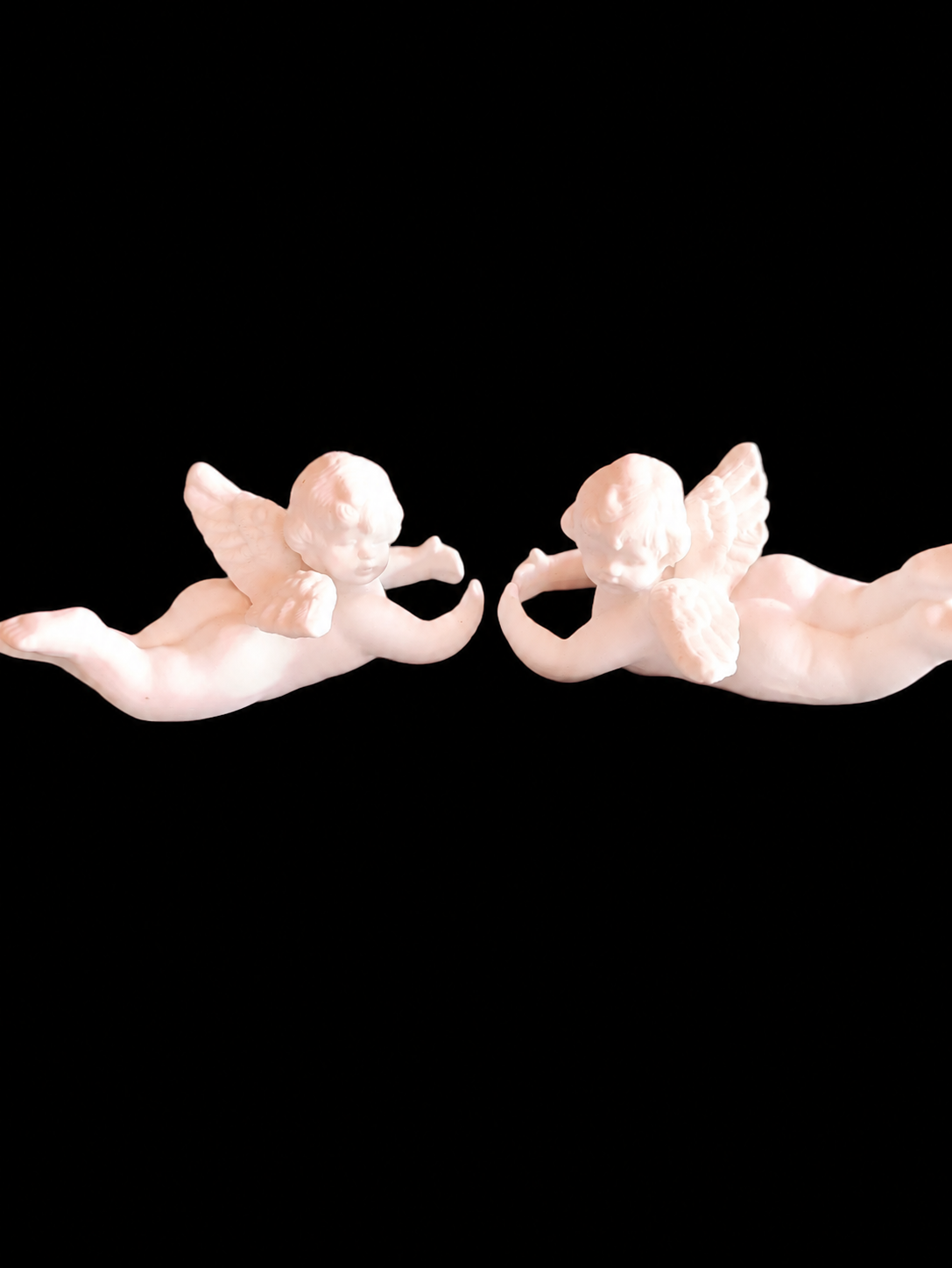 Pair of Antique Parian Ware Cherubs