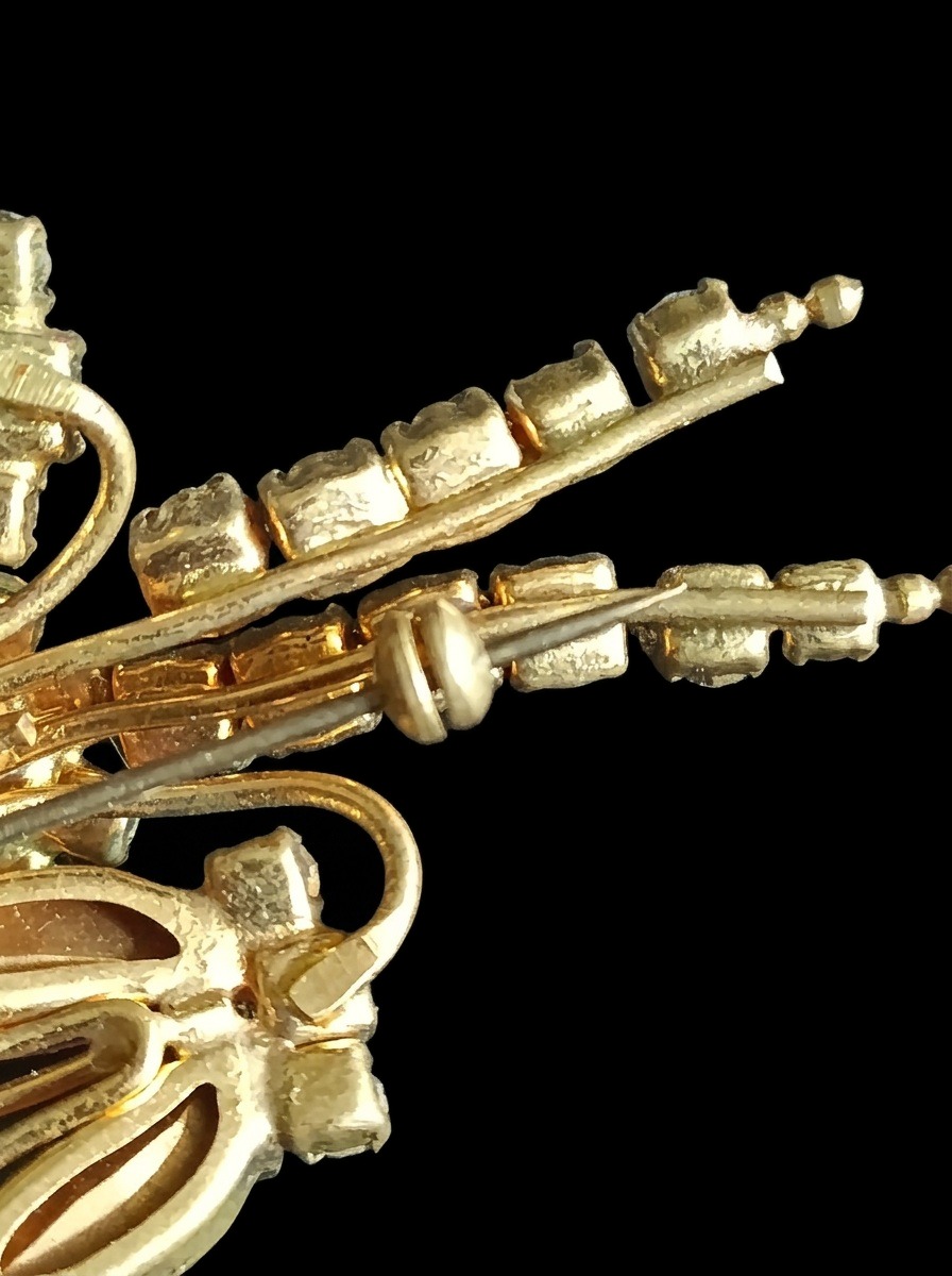 Amethyst Glass Austrian Crystal Gilt Brooch — view 7