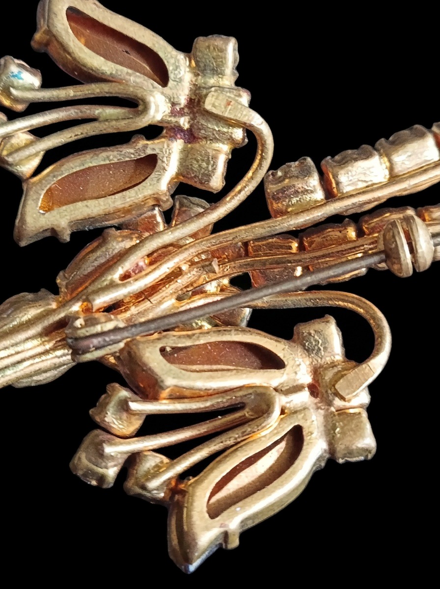 Amethyst Glass Austrian Crystal Gilt Brooch — view 8