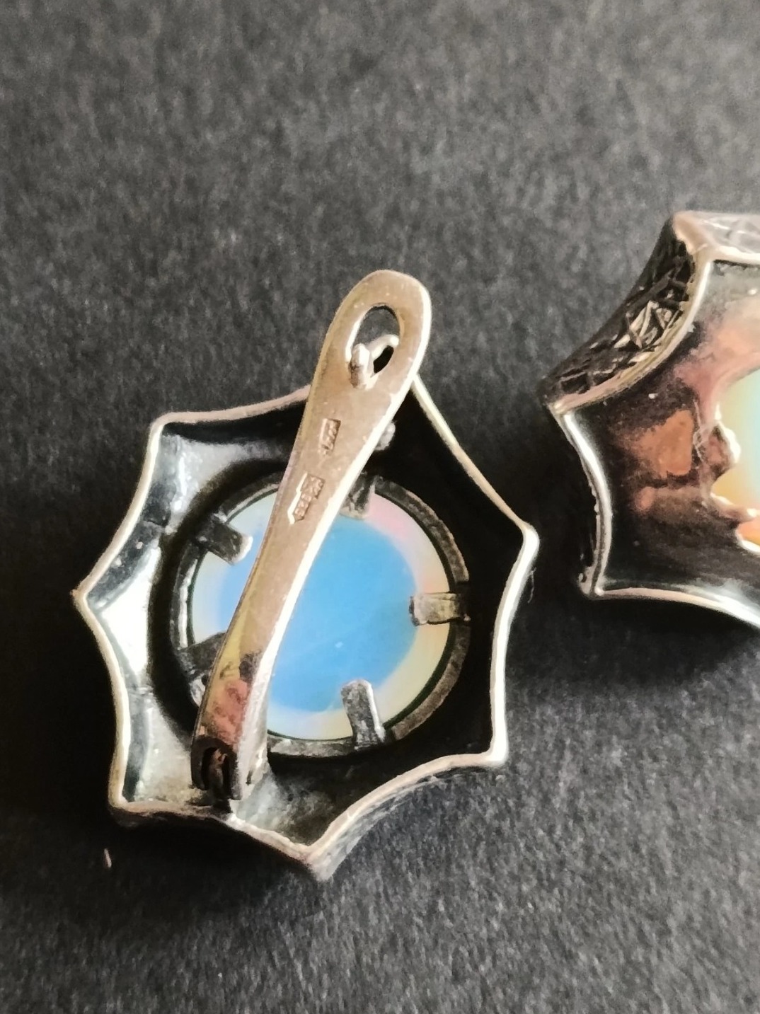 Sterling Silver & Opalite Clip-On Earrings — view 2