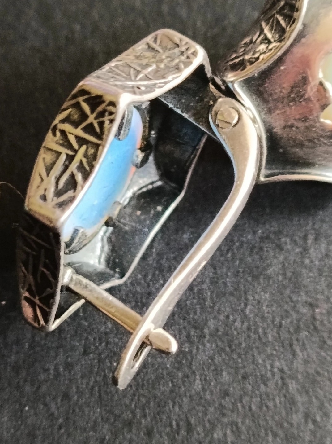 Sterling Silver & Opalite Clip-On Earrings — view 3