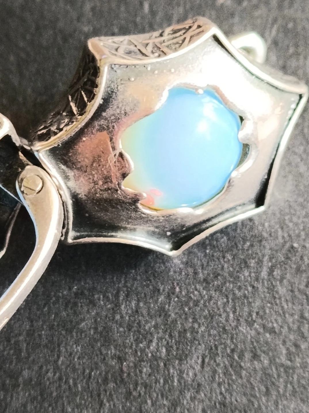 Sterling Silver & Opalite Clip-On Earrings — view 4