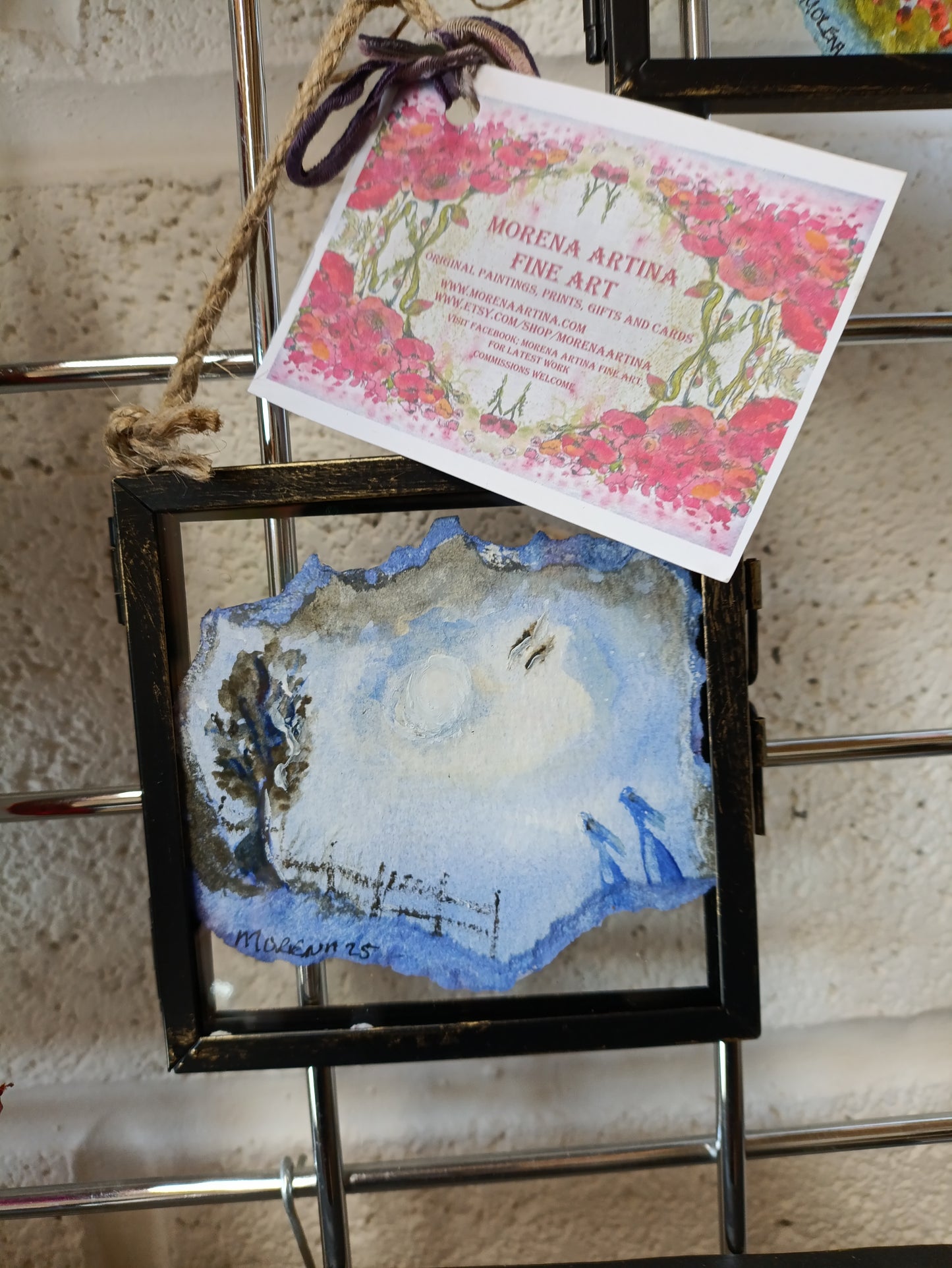 Hanging Frame Original Watercolour Two's Company