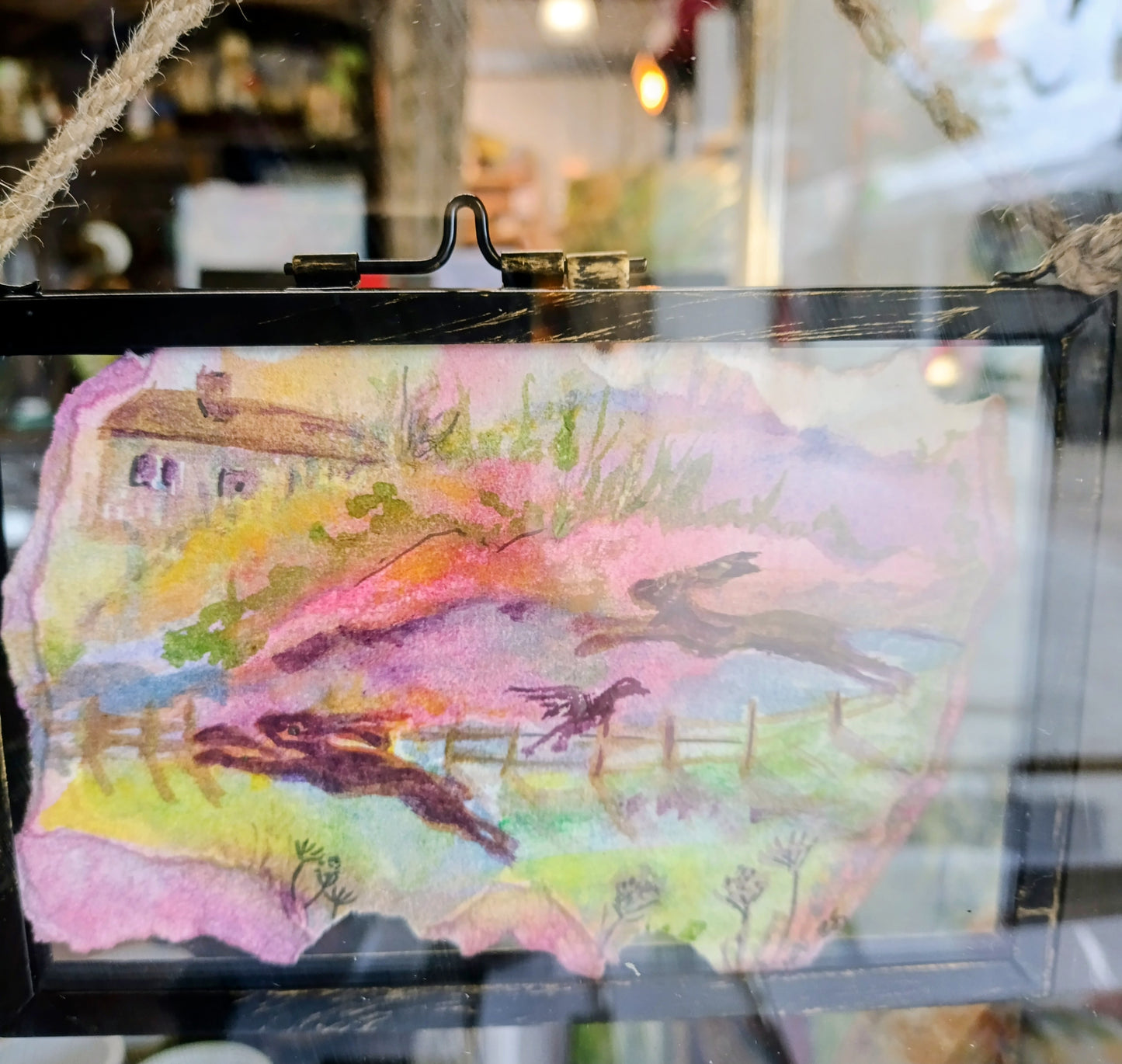 Hanging Watercolour Hares on the River