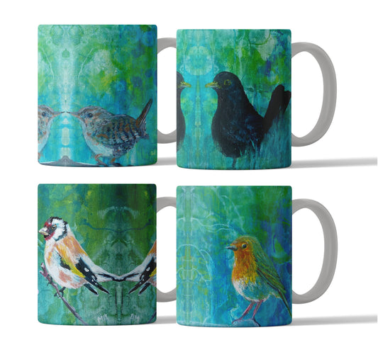 Set of 4 Bird Mugs