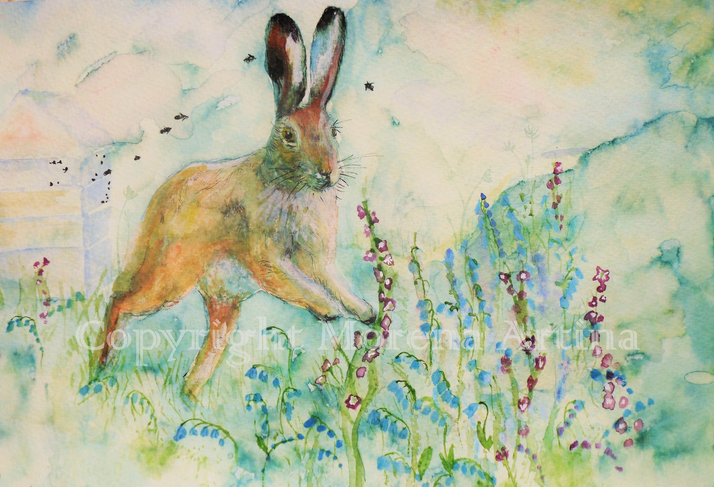 "Hare and Bluebells" Print - Canvas / Print / Poster various sizes, from original painting