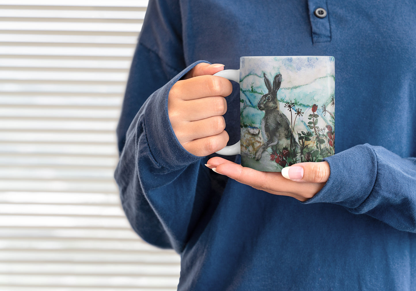 Set of 4 Festive Hare Christmas Mugs