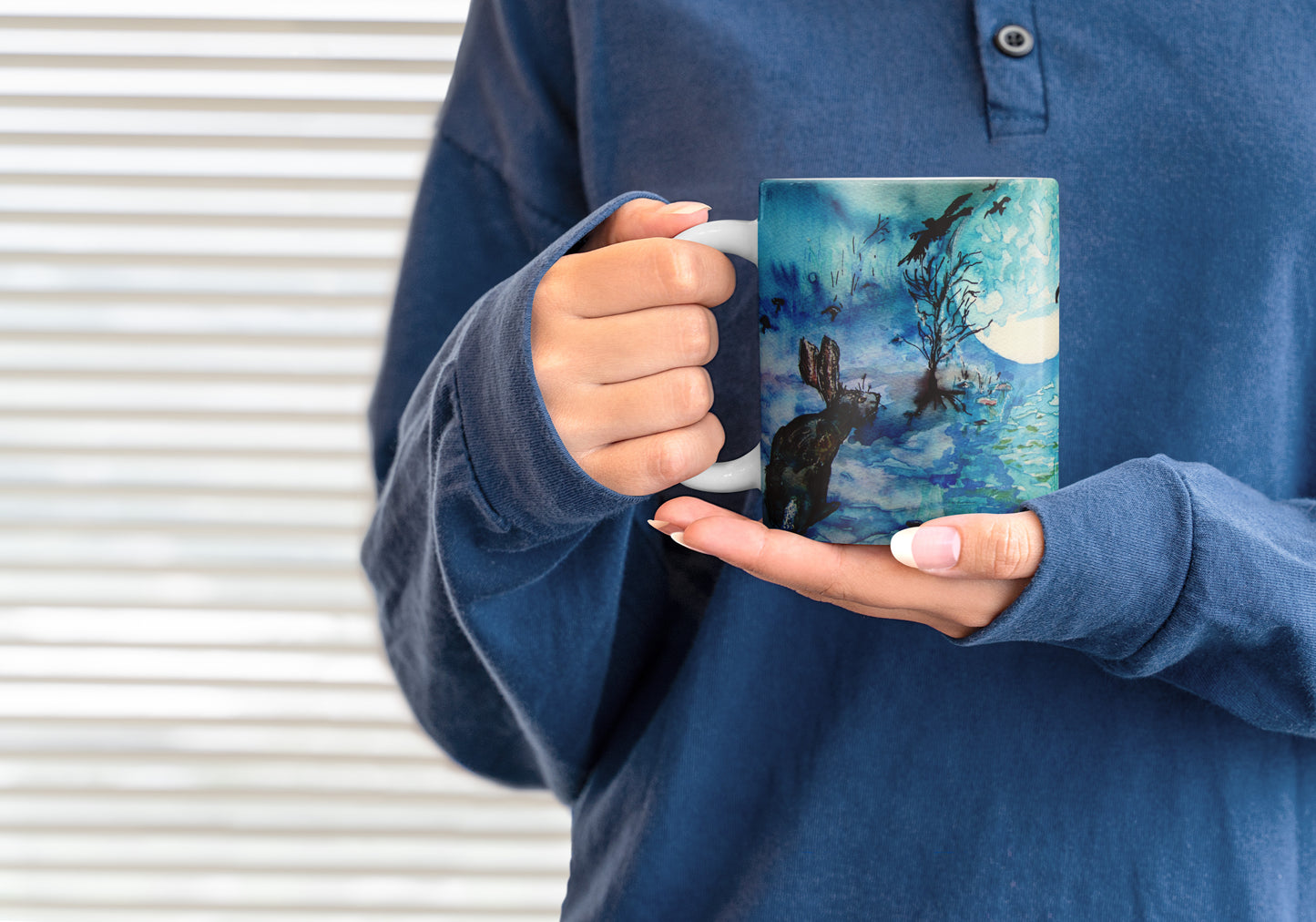 Moongazing Hare, Crow and Tree Mug