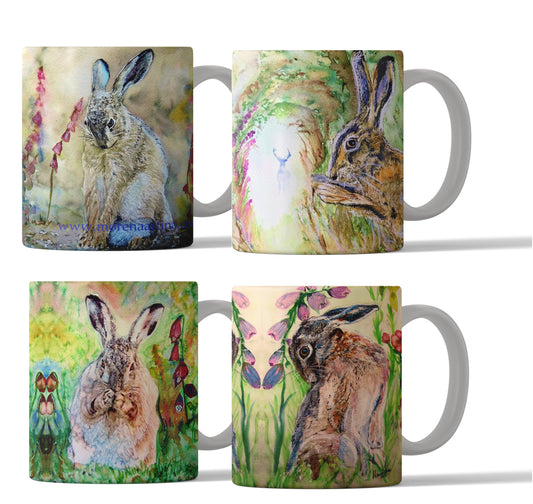 Set of 4 Hare Mugs