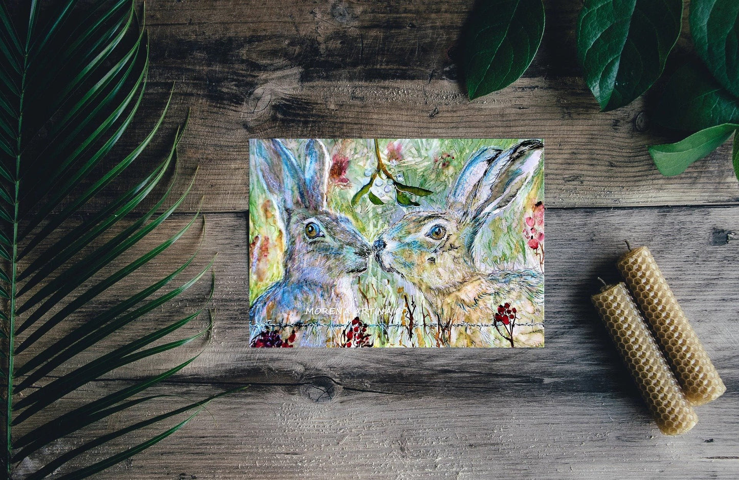 "Kissing Hares" Print - Canvas / Print / Poster various sizes, from original painting