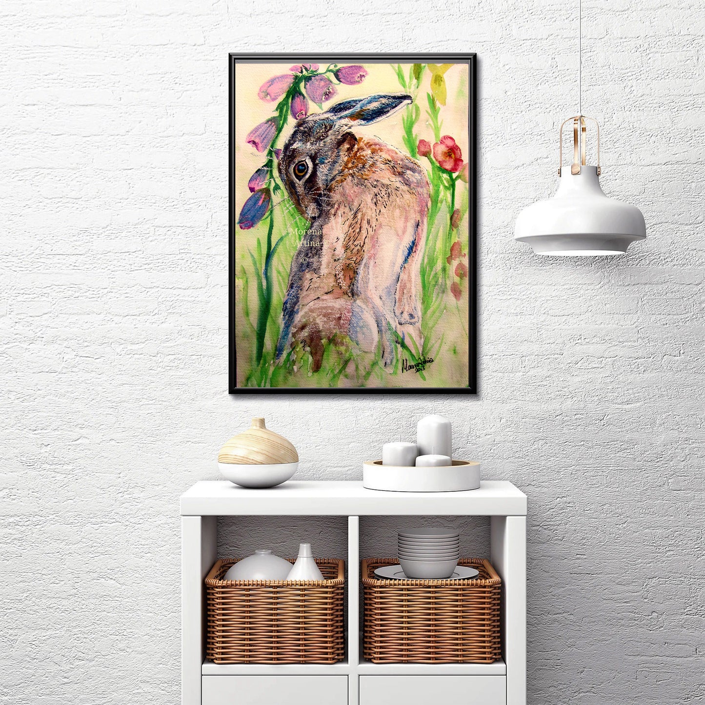 "Looking Back Hare" Print - Art Print/ Canvas Print/ Poster various sizes, from original painting