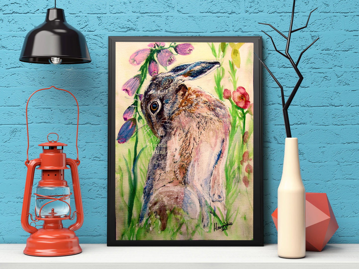 "Looking Back Hare" Print - Art Print/ Canvas Print/ Poster various sizes, from original painting