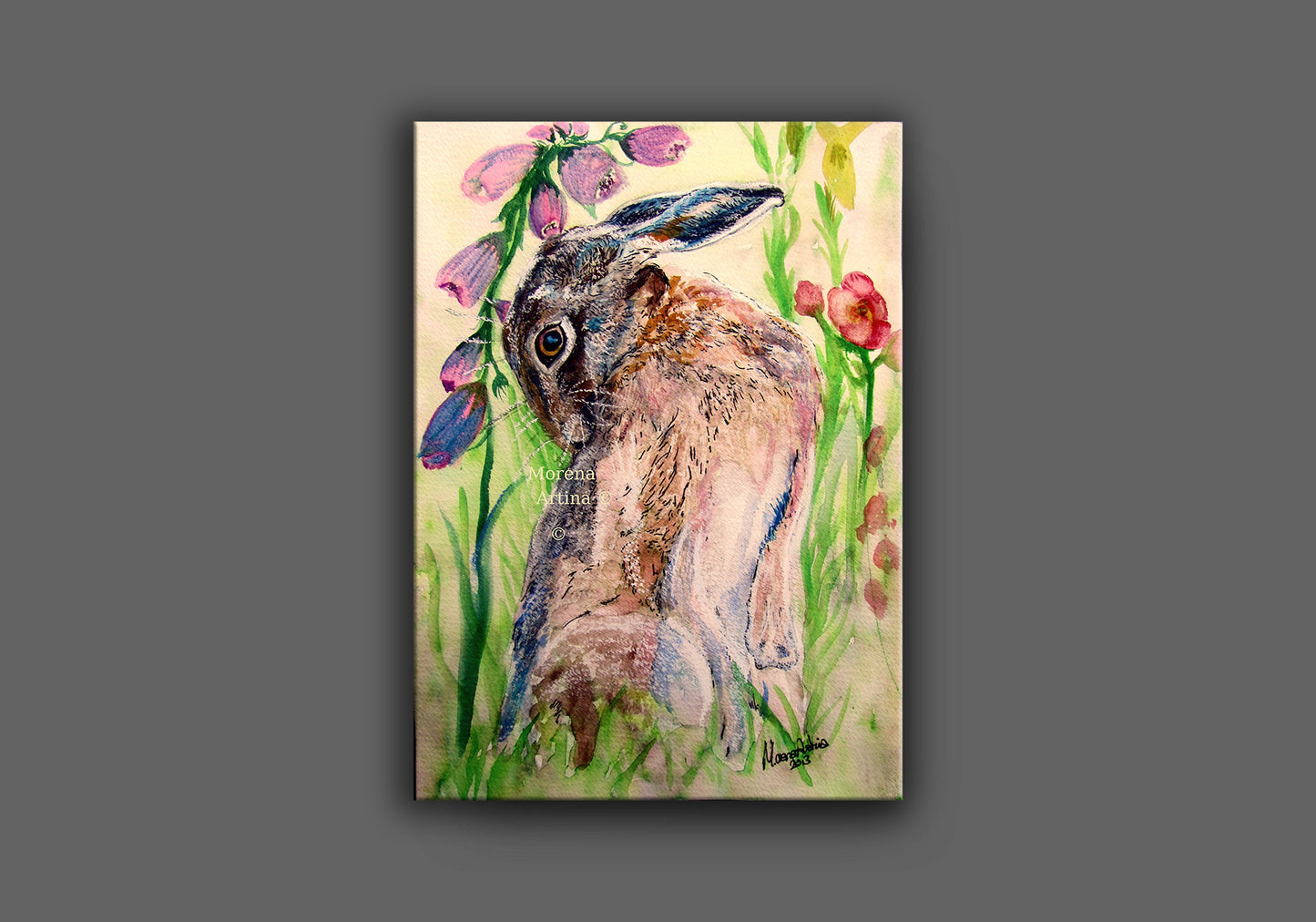 "Looking Back Hare" Print - Art Print/ Canvas Print/ Poster various sizes, from original painting