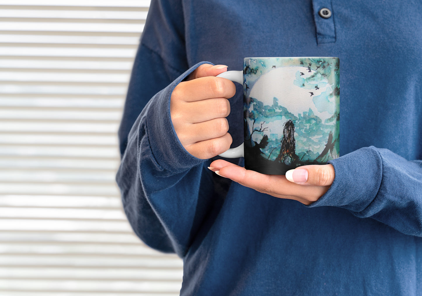 Moongazing Hare and Crows Mug