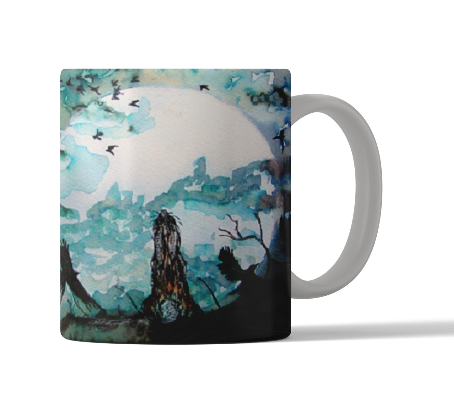 Moongazing Hare and Crows Mug