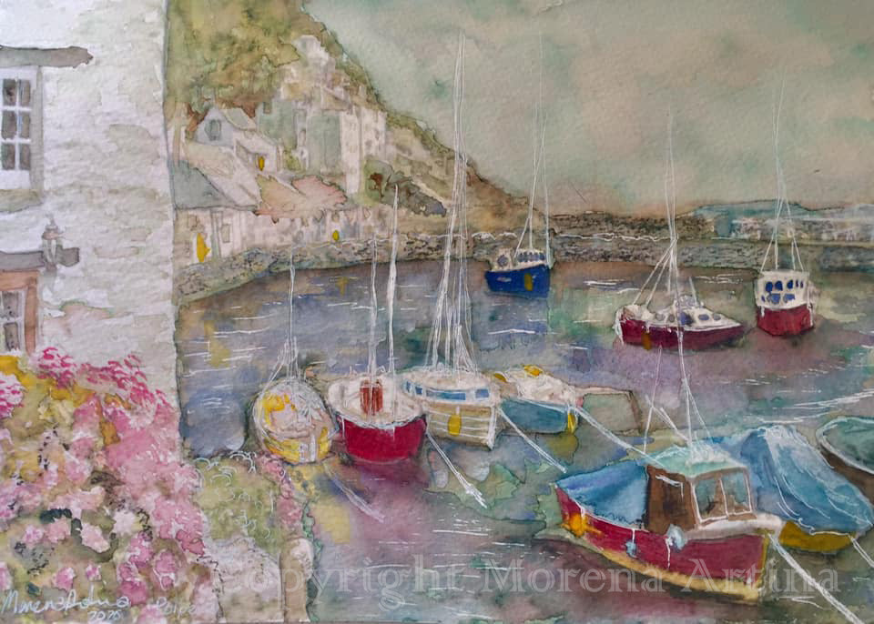 "Polperro" Print - Cornish seaside - Canvas / Print / Poster various sizes, from original painting