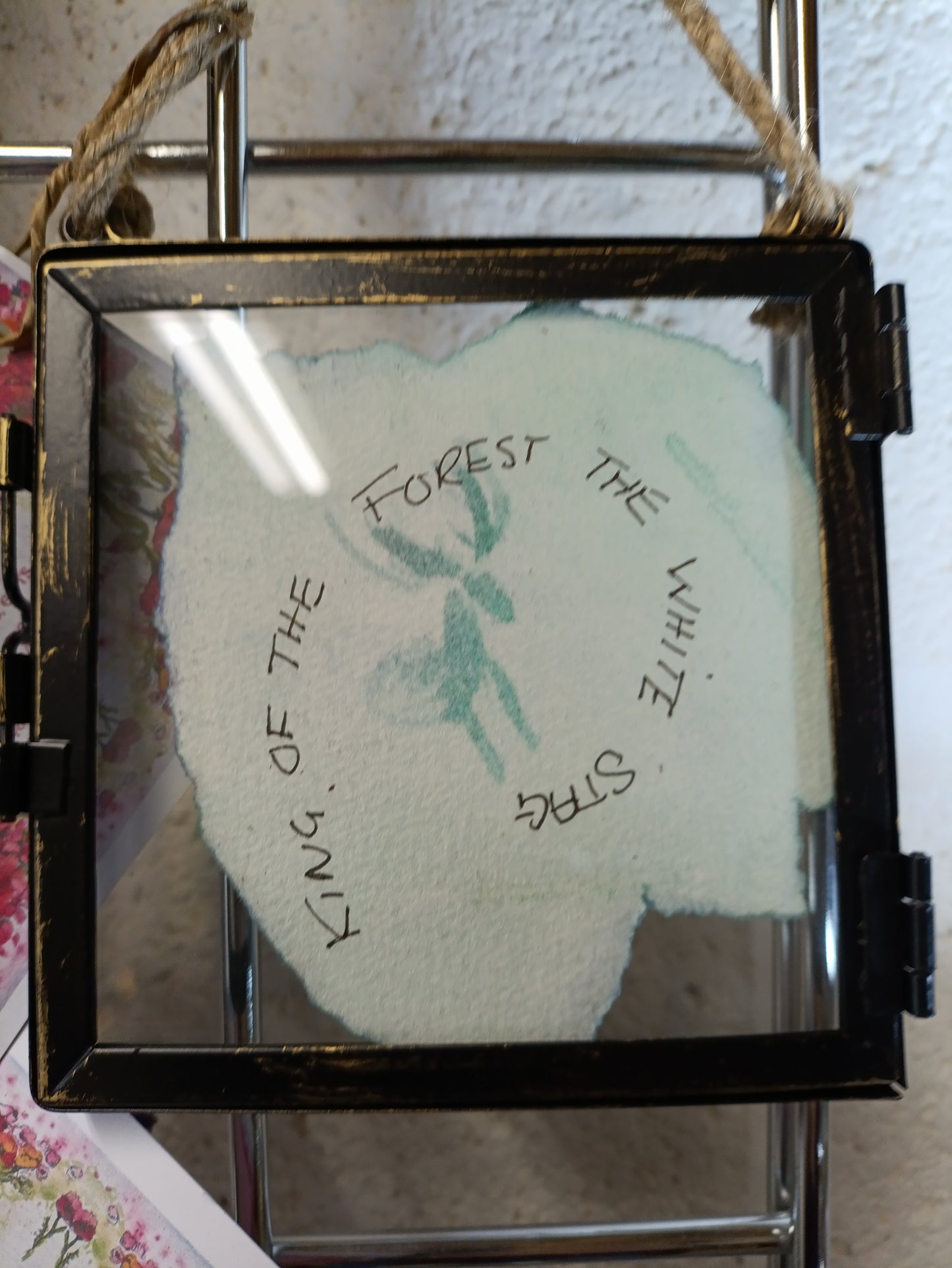 Hanging Frame Original White Stag watercolour