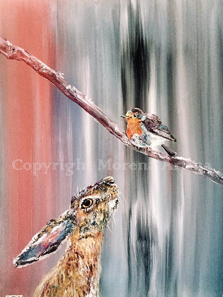 "Robin and Hare" Print - Canvas / Print / Poster various sizes, from original painting