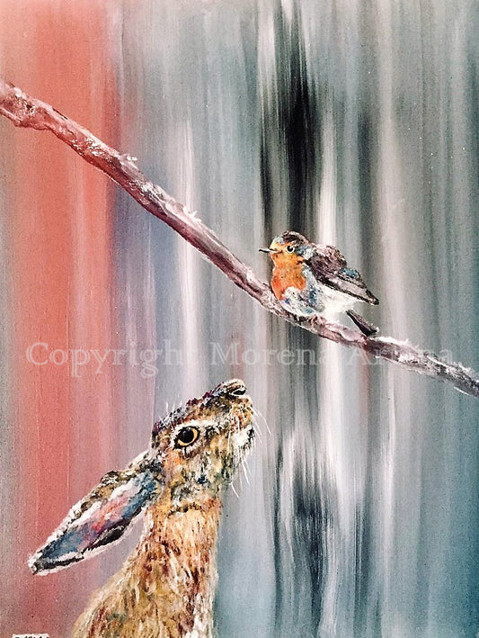 "Robin and Hare" Print - Canvas / Print / Poster various sizes, from original painting