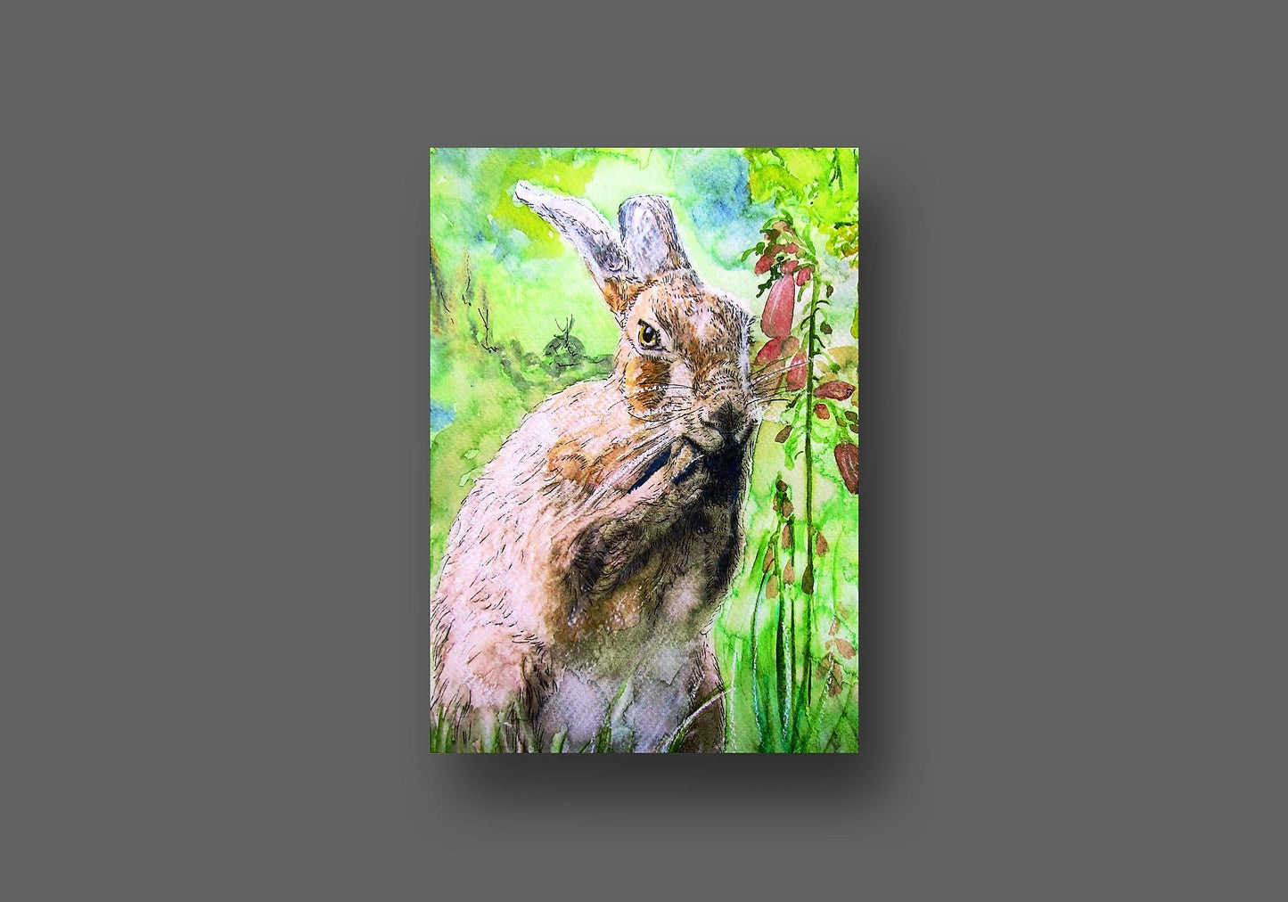 "Foxglove Hare Washing" Print - Canvas / Print / Poster various sizes, from original painting