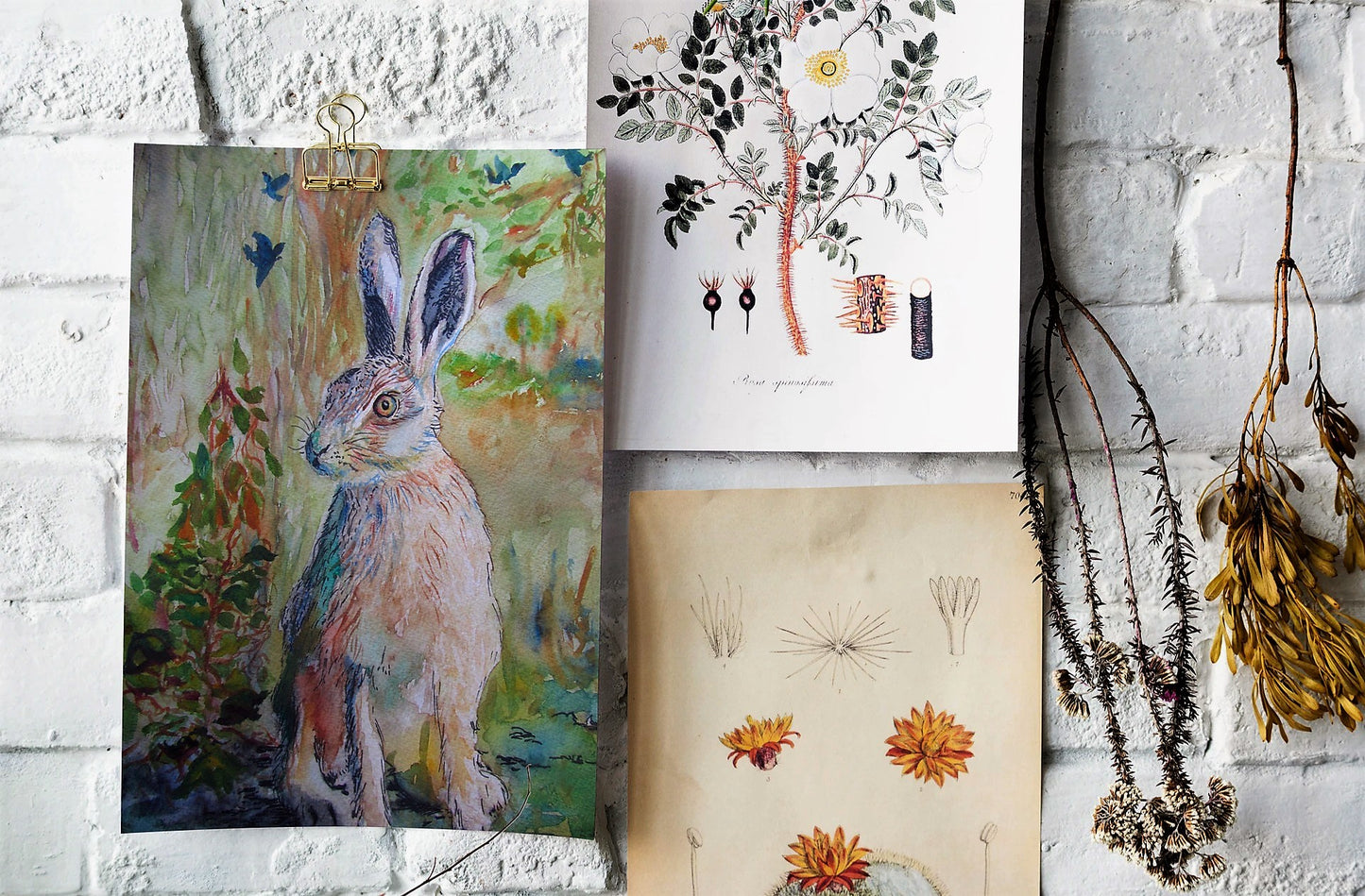 "Hare and Bluebirds" Print - Canvas / Print / Poster various sizes, from original painting