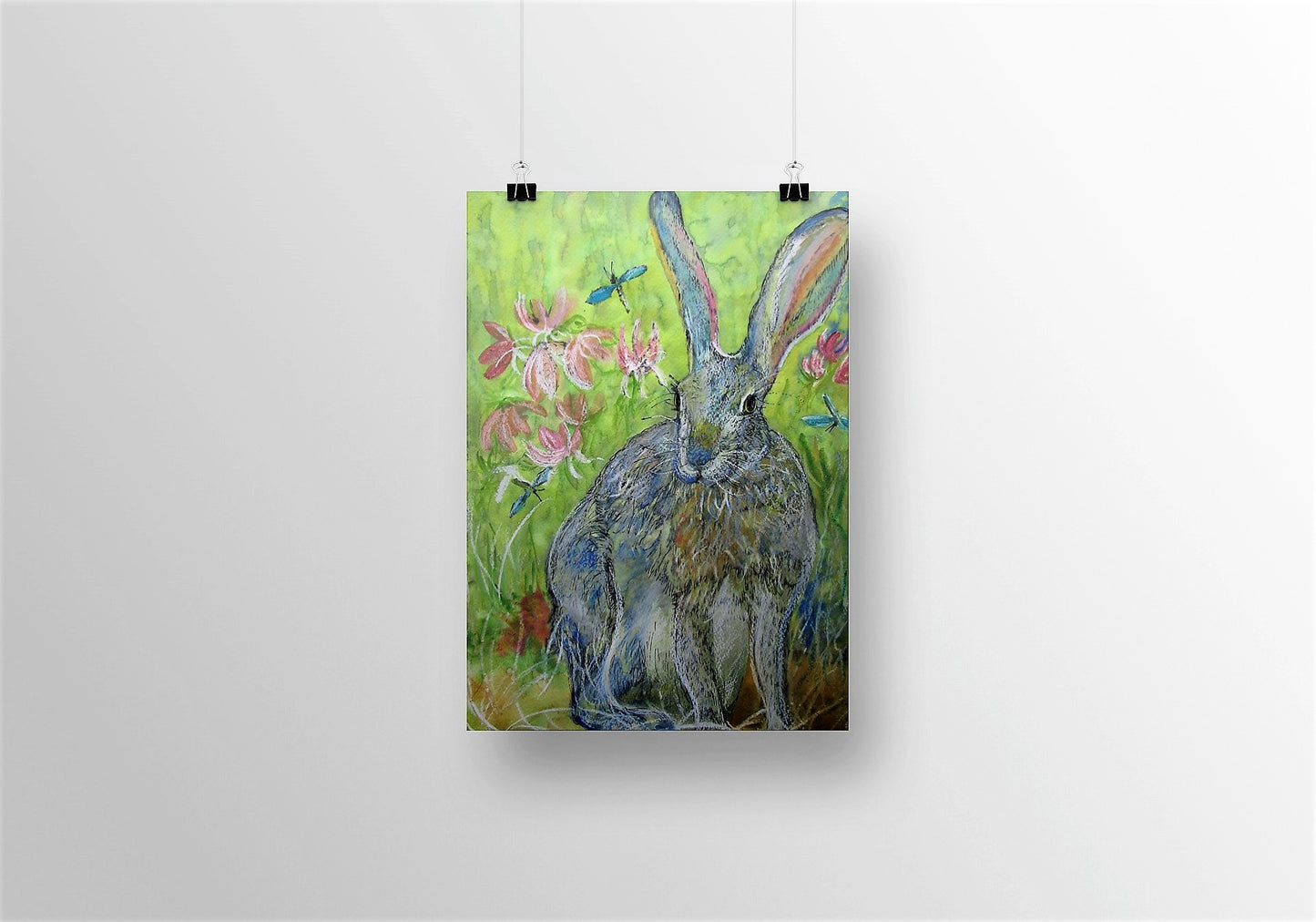 "Hare and Dragonflies" Print - Canvas / Print / Poster various sizes, from original painting