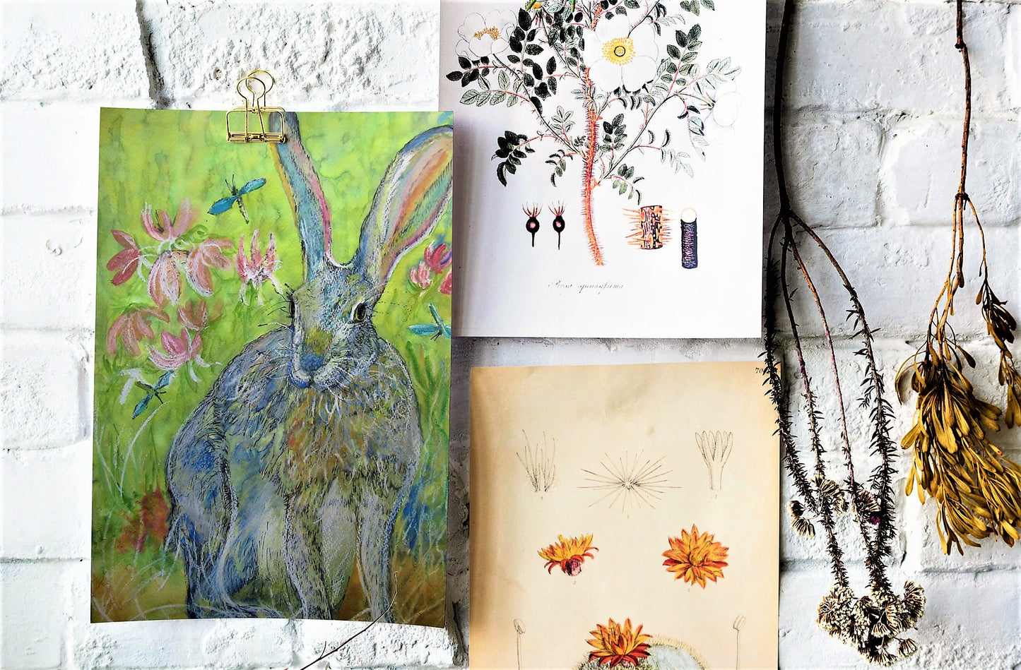 "Hare and Dragonflies" Print - Canvas / Print / Poster various sizes, from original painting