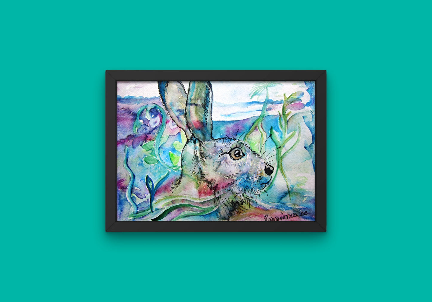 "Tropical Ocean Hare" Print - Canvas / Print / Poster various sizes, from original painting